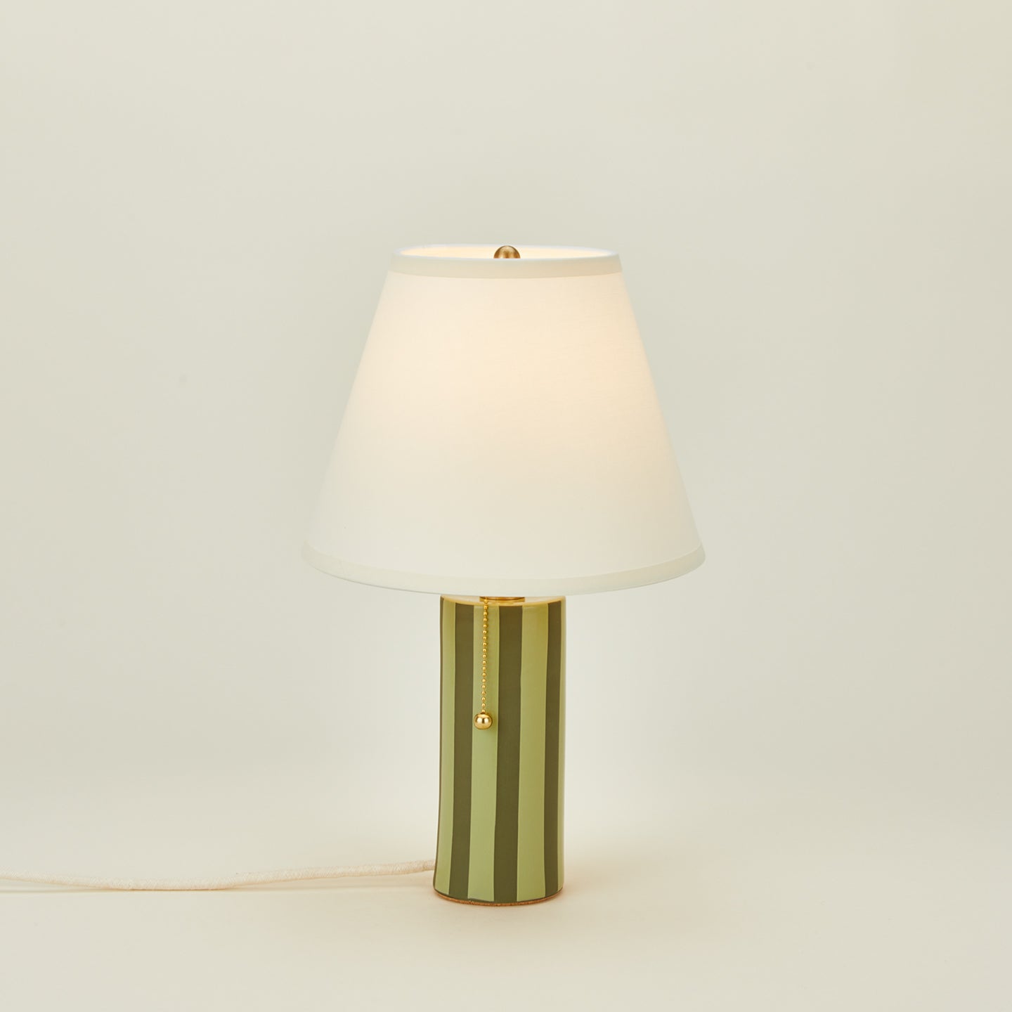 Pillar table lamp with olive stripe