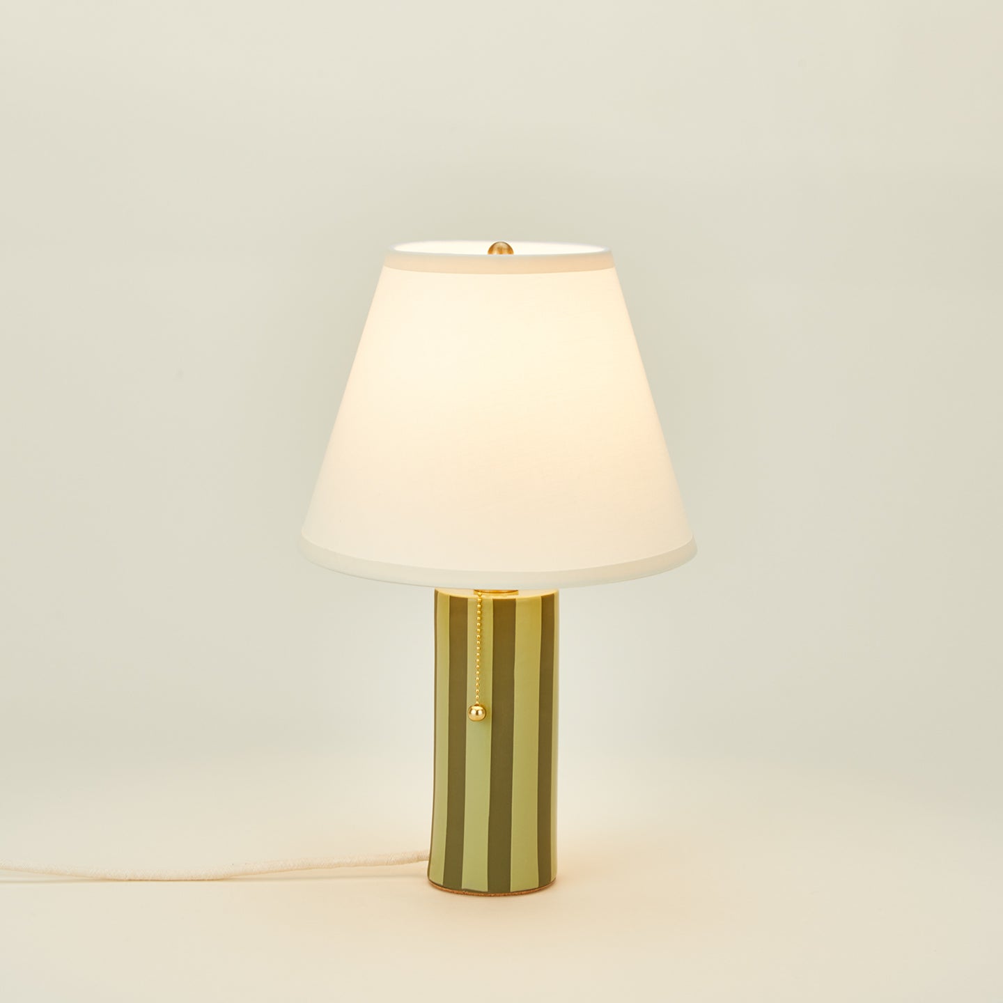 Pillar table lamp with olive stripe