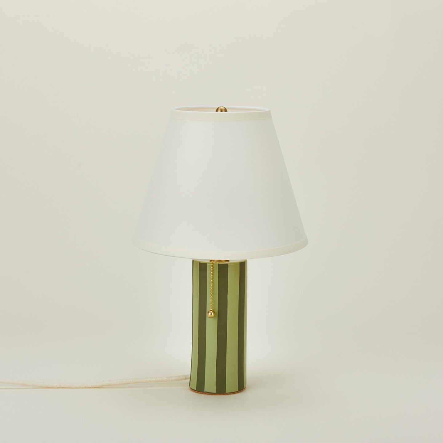 Pillar table lamp with olive stripe
