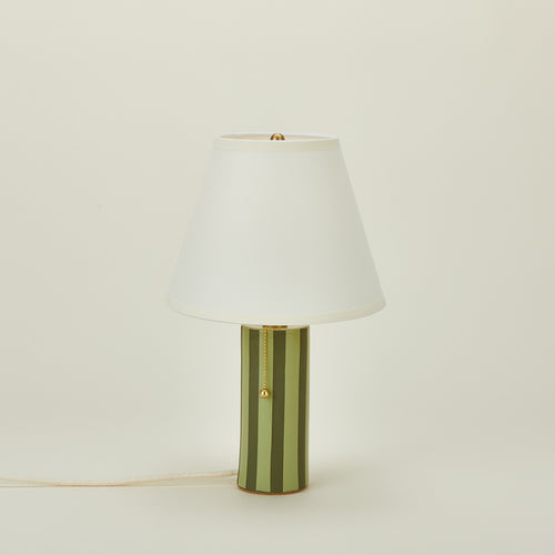 Pillar table lamp with olive stripe