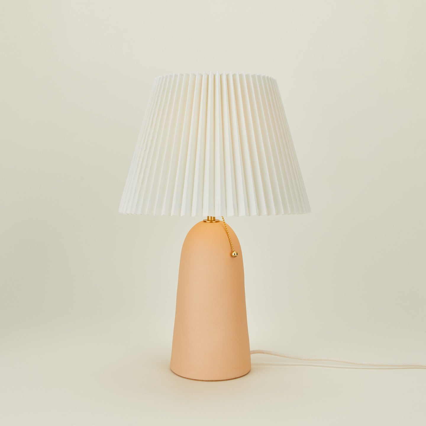 Peach Pleat Table Lamp with Ivory Shade