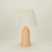 Peach Pleat Table Lamp with Ivory Shade