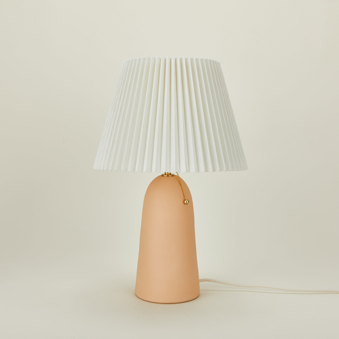 Peach Pleat Table Lamp with Ivory Shade