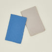 Woven stripe kitchen towels in sky and ivory