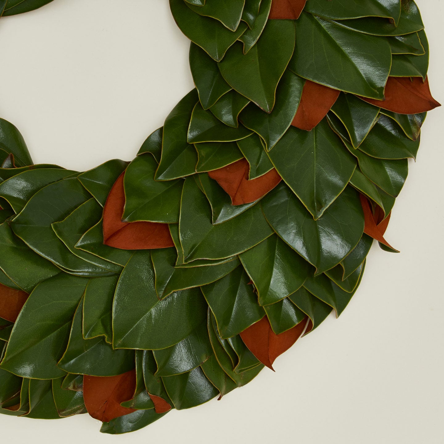 Close up view of Magnolia Natural Wreath