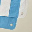 Close up view of catalina shower curtain in atlantic