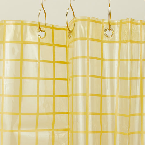 Sun grid shower curtain in butter