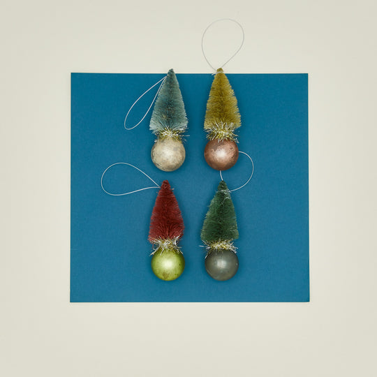 Bottlebrush Tree Ornament, Set of 4