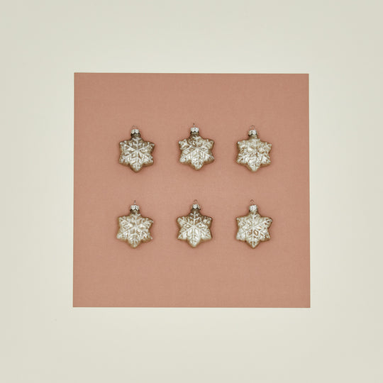 Glass Snowflake Ornaments, Set of 6