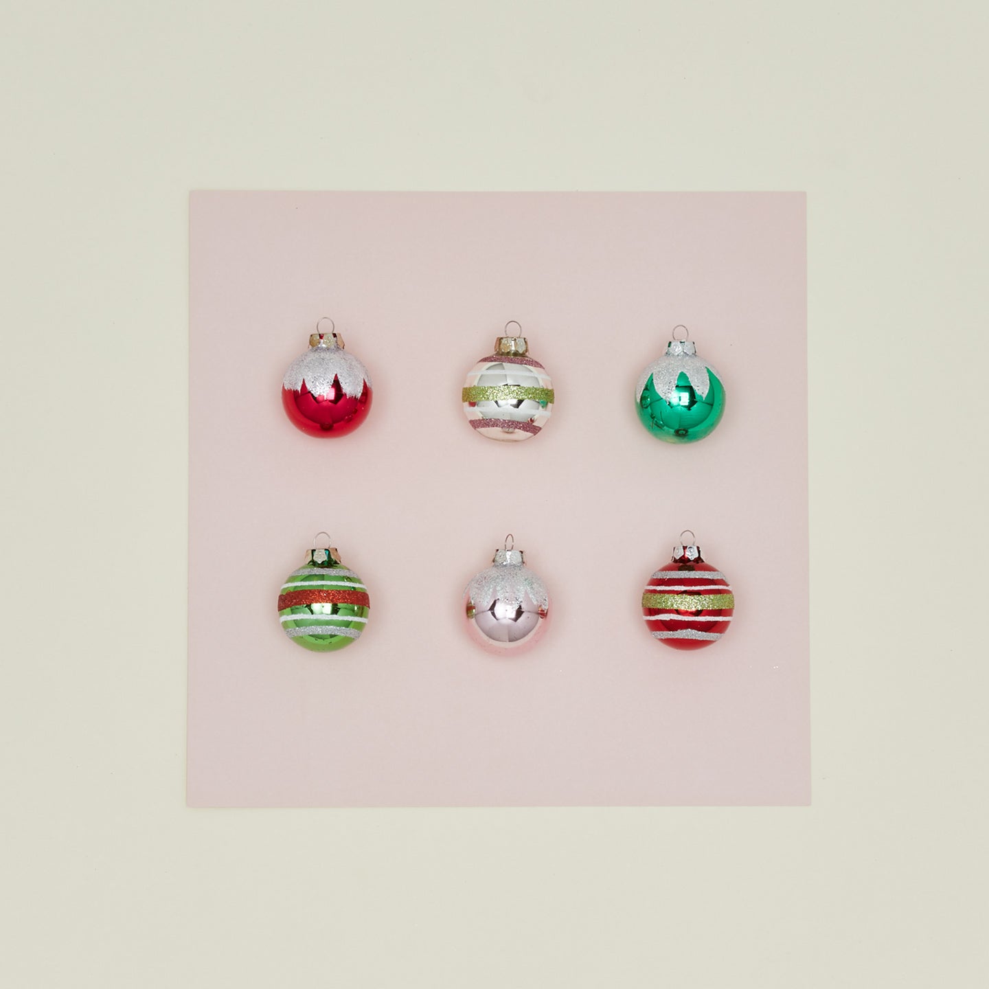 Glittered stripe ornaments