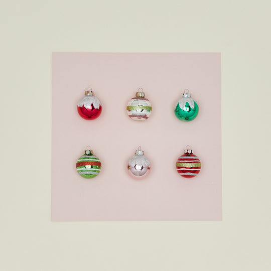 Glittered Vintage Inspired Ornaments, Set of 6
