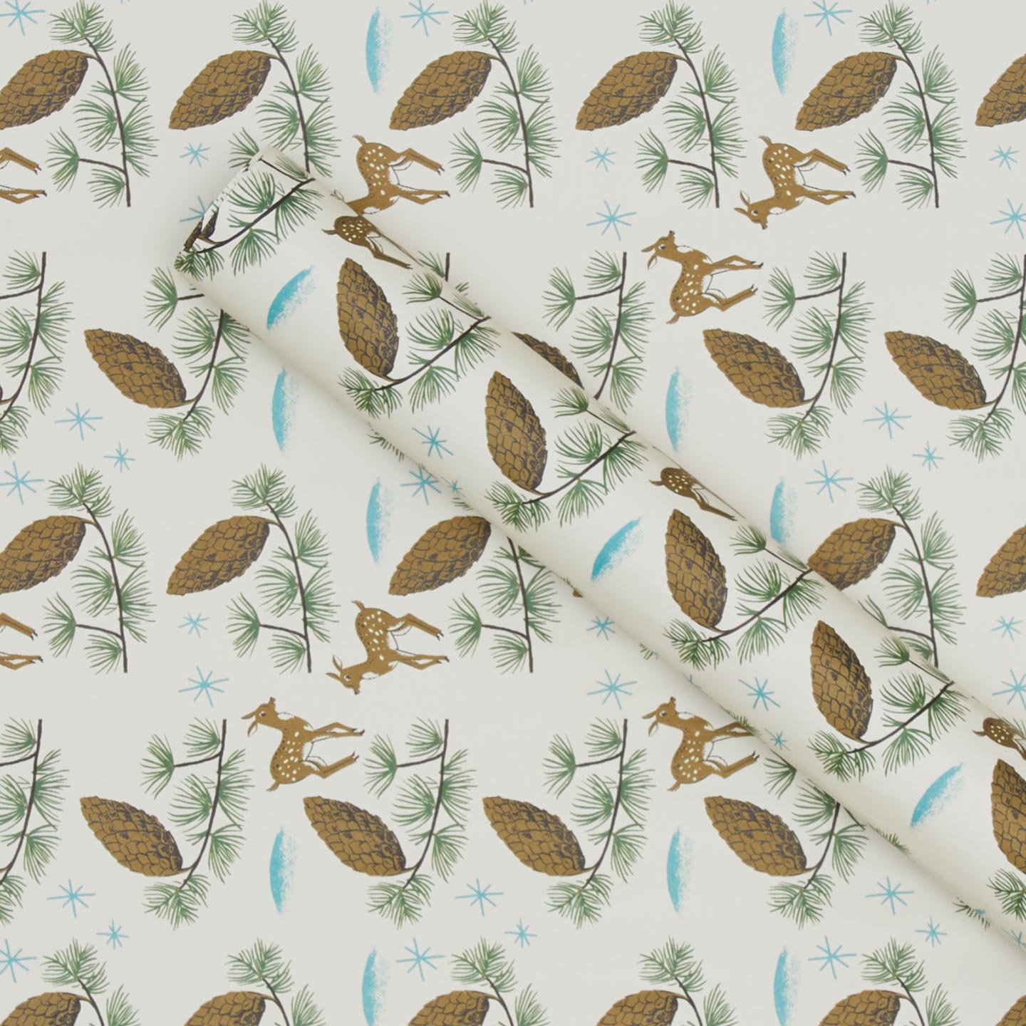 Deer and Pinecones wrapping paper