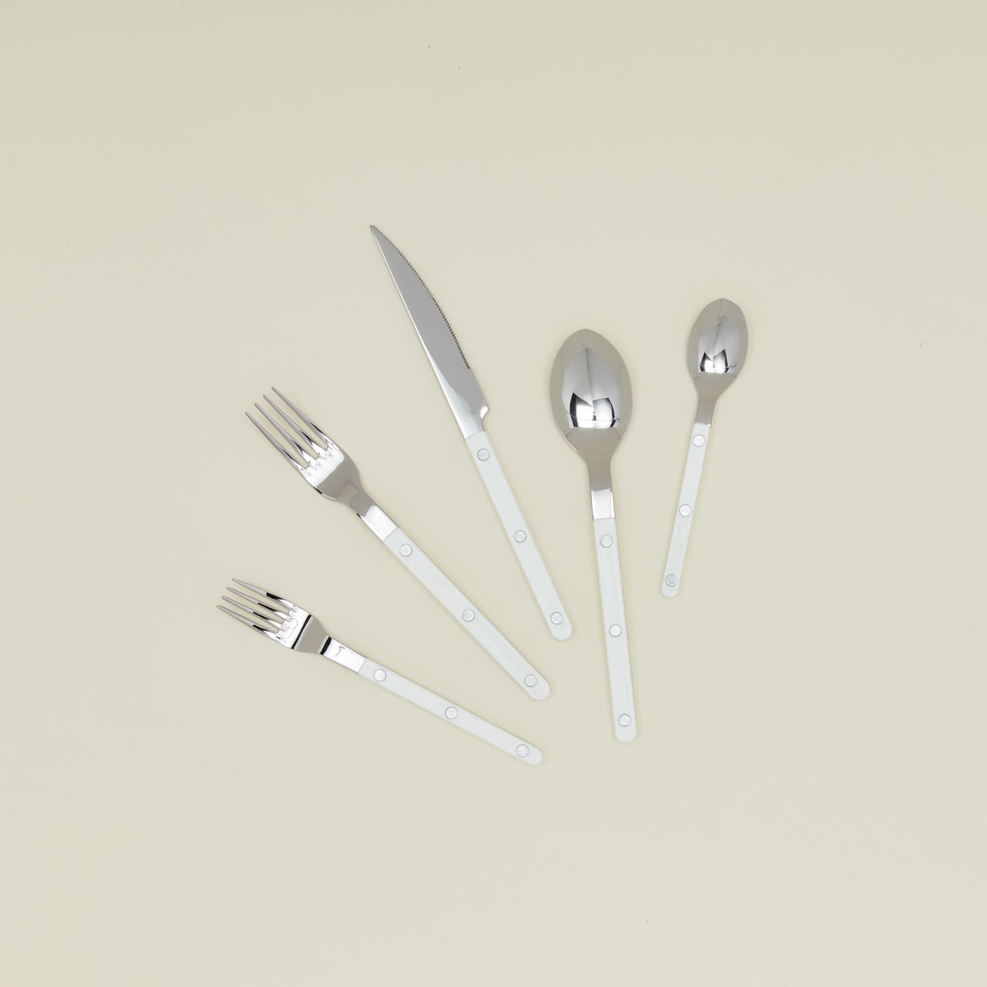 Sabre Bistrot Flatware White – 5-Piece French Stainless Steel Set