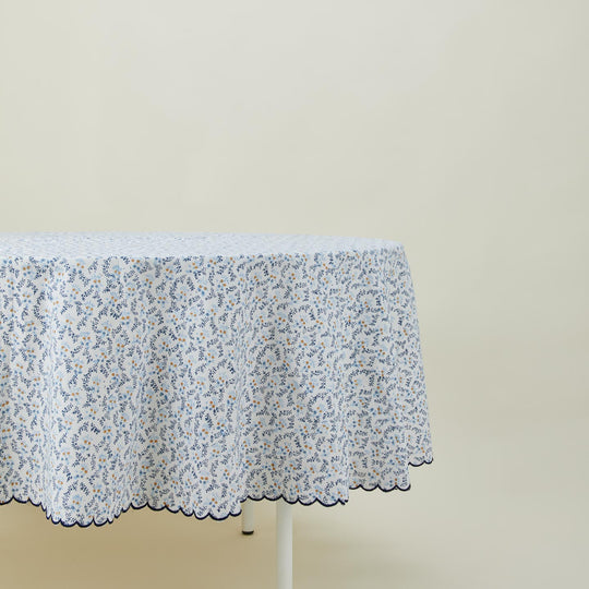 Little Flowers Round Tablecloth - Blue