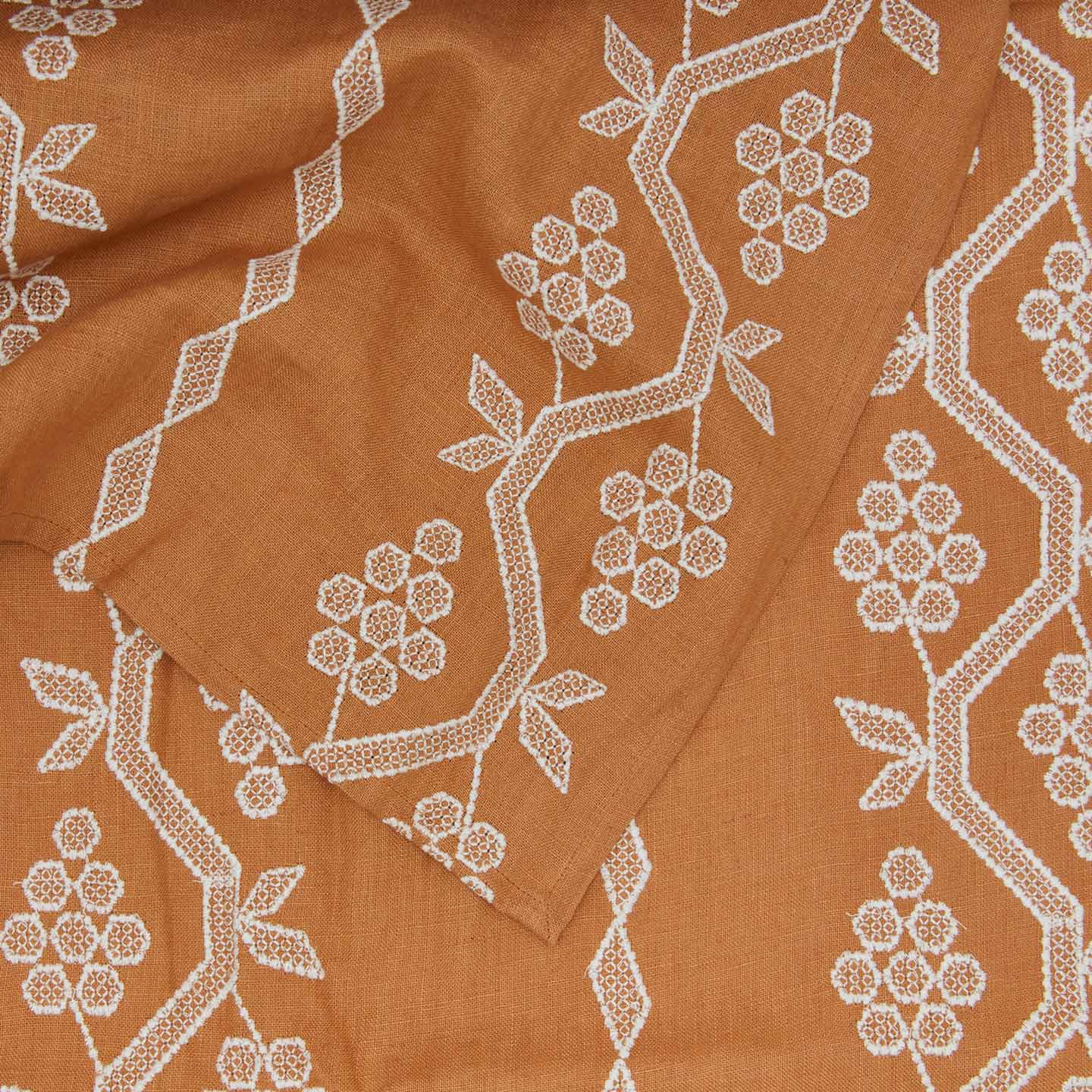 Close up view of napa tablecloth in mustard.