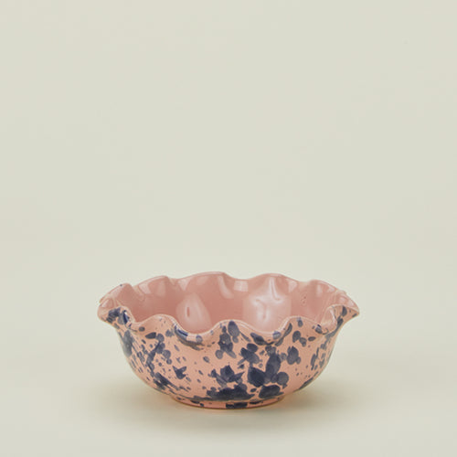 Splatter scallop bowl in pink and blue