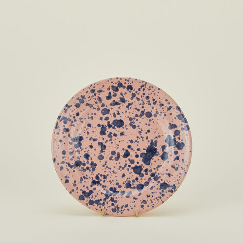 Splatter dinner plate in pink and blue