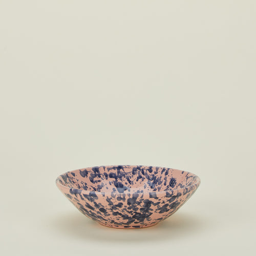 Splatter low bowl in pink and blue