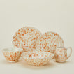 Splatter dinnerware in tan and ivory