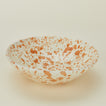 Splatter low bowl in tan and ivory