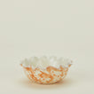 Splatter scallop bowl in tan and ivory