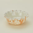 Splatter scallop bowl in tan and ivory