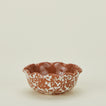 Splatter scallop bowl in terracotta and ivory