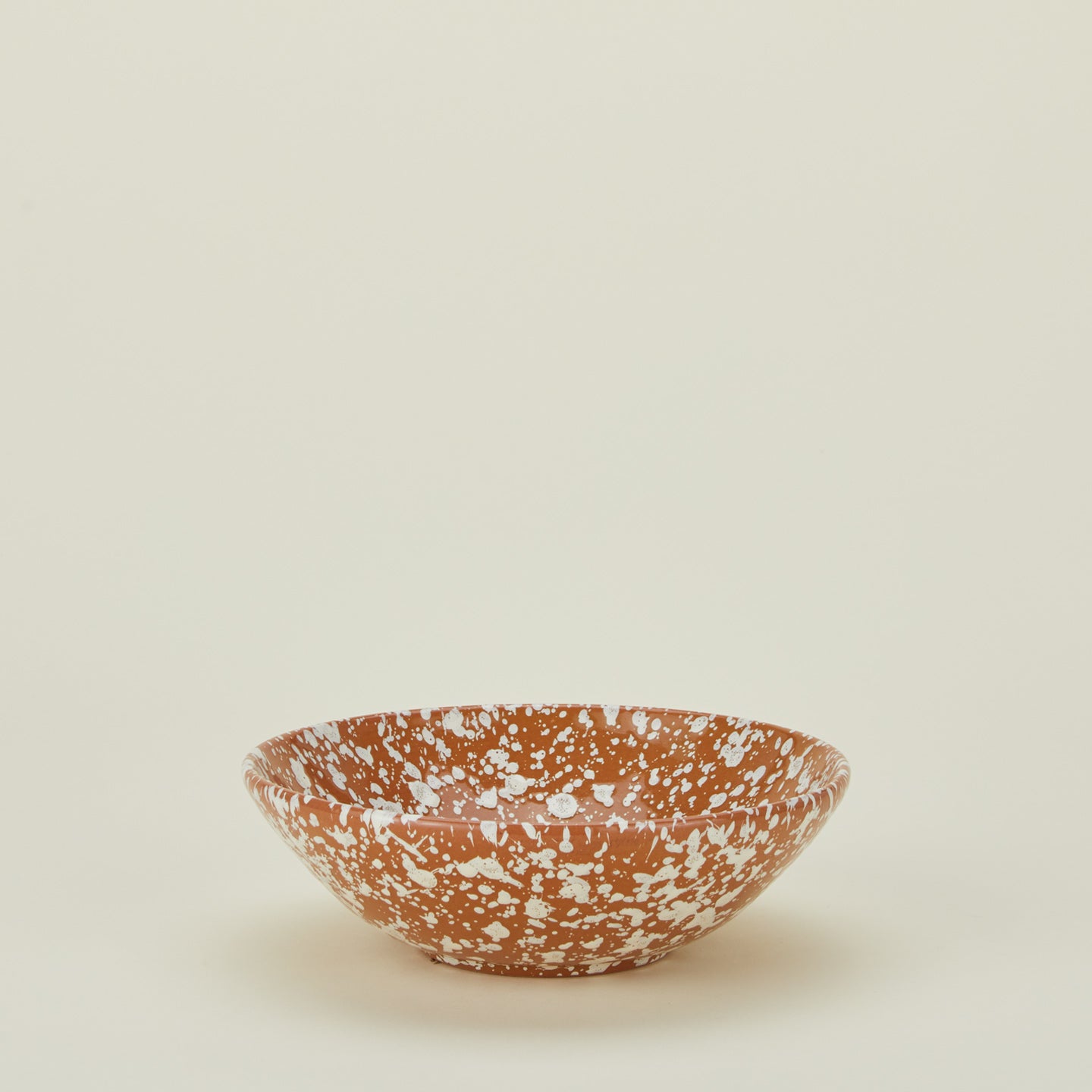 Splatter low bowl in terracotta and ivory