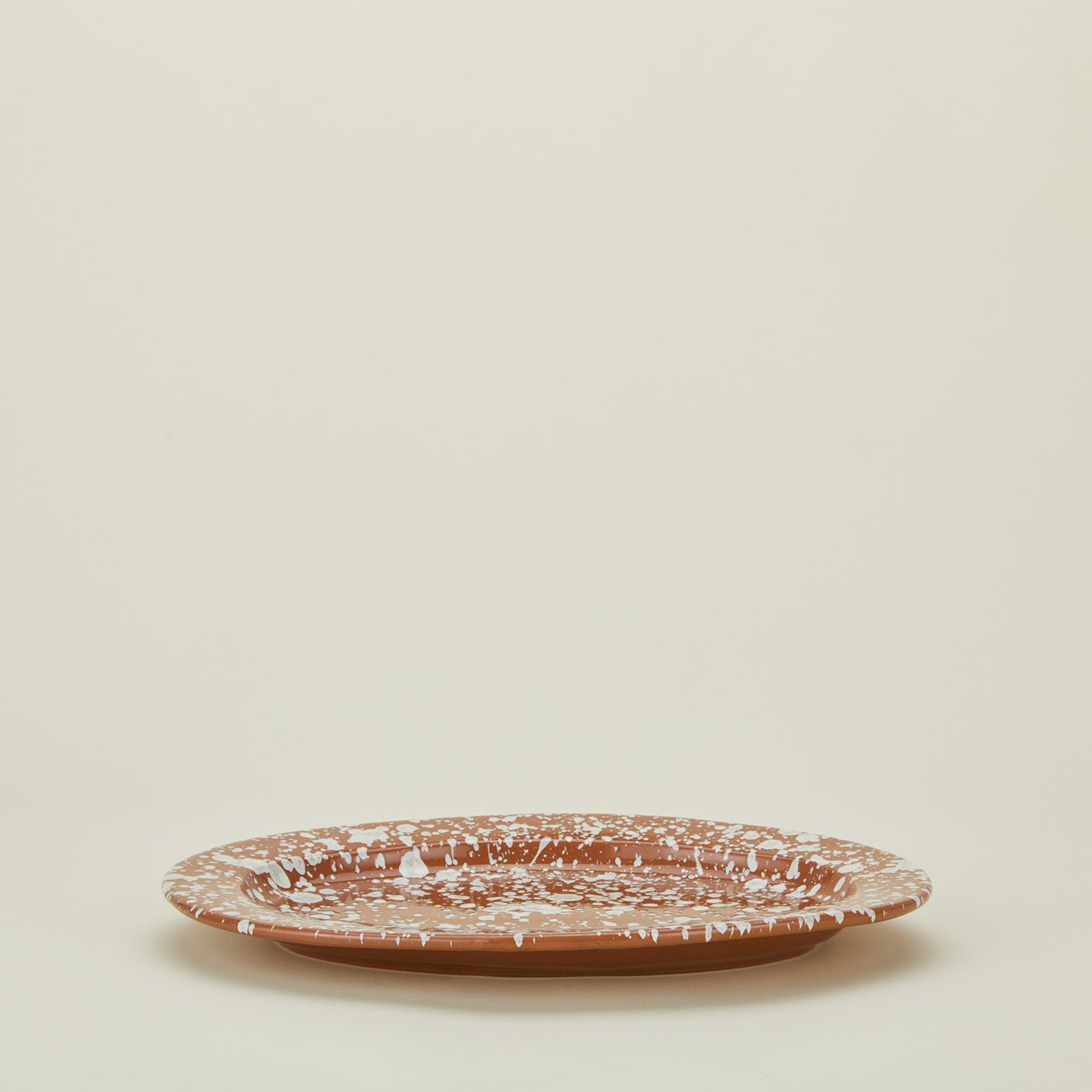 Splatter terracotta and ivory oval platter 