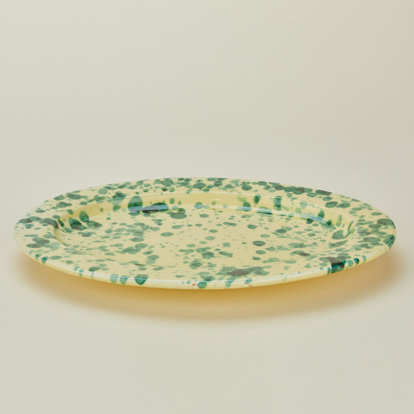 Splatter yellow and green oval platter 
