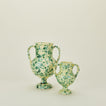 Yellow and green splatter verona vases in large and small