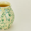 Close up view of Splatter cigno jug in yellow and green