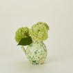 Splatter cigno jug in yellow and green with hydrangeas