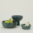 Three Simple Marble Bowls in various sizes in Green, with pears.