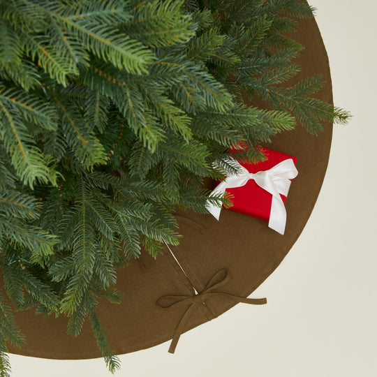 Simple Linen Tree Skirt - Olive