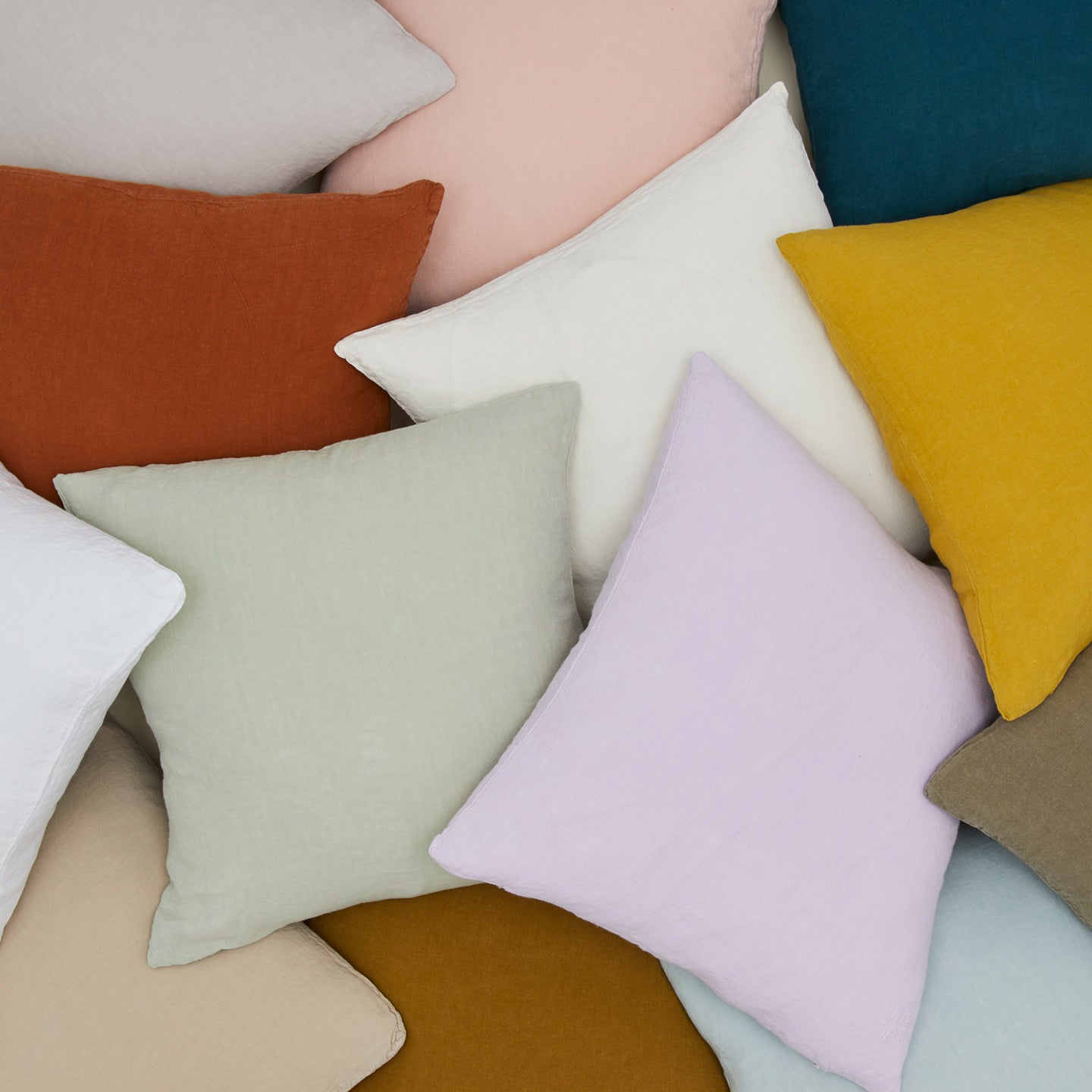 Simple linen pillows in various colors