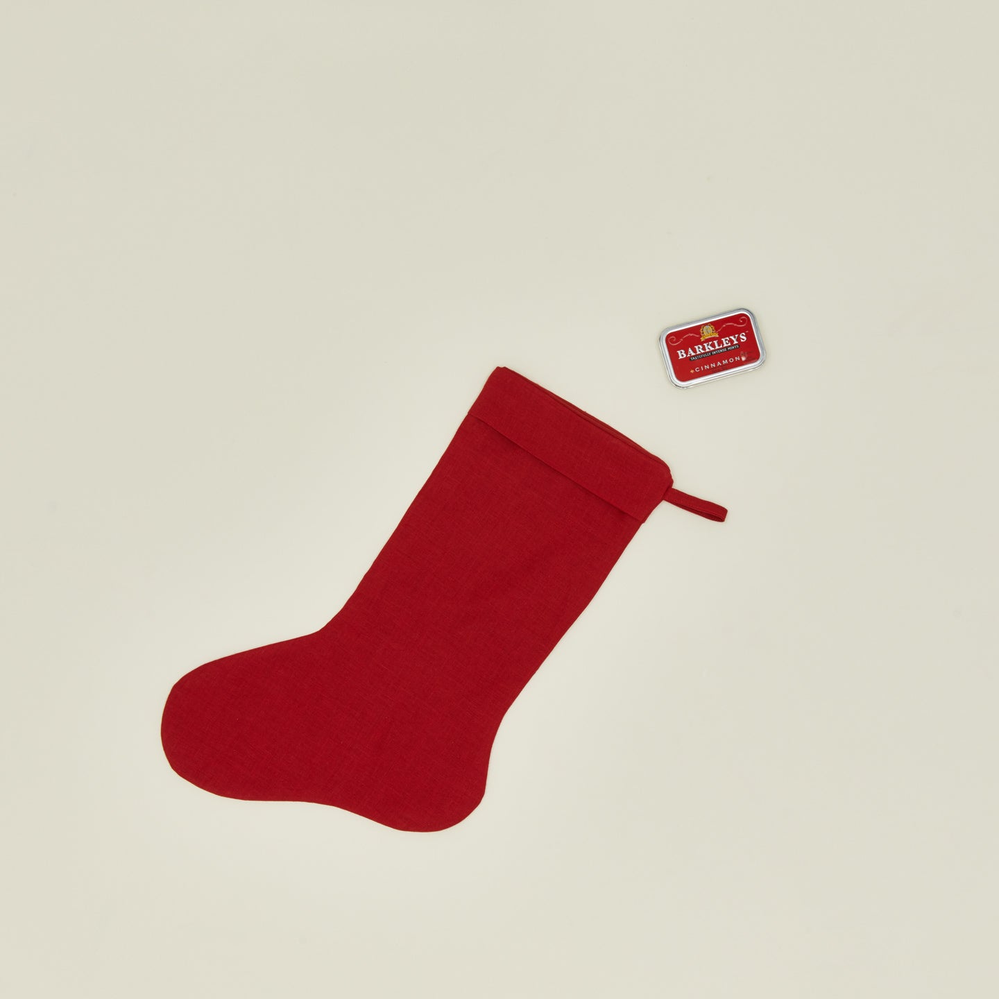 Simple linen stocking in red