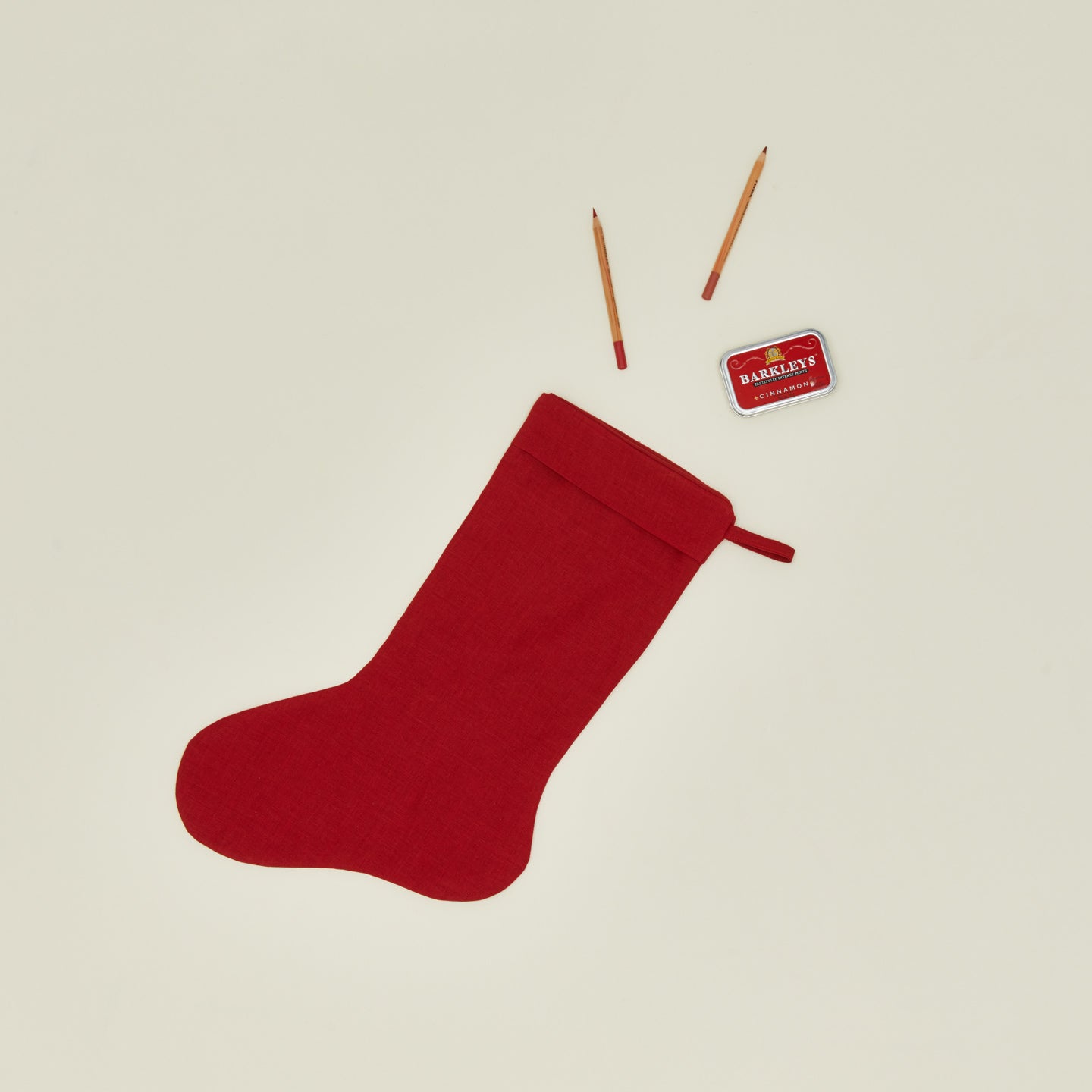 Simple linen stocking in red