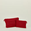 Simple linen zipper pouches in red