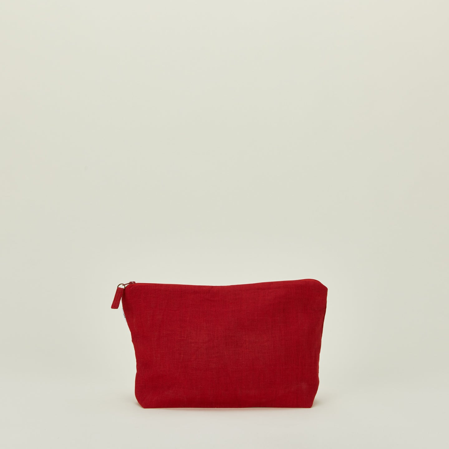 Large simple linen zipper pouch in red