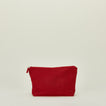 Large simple linen zipper pouch in red