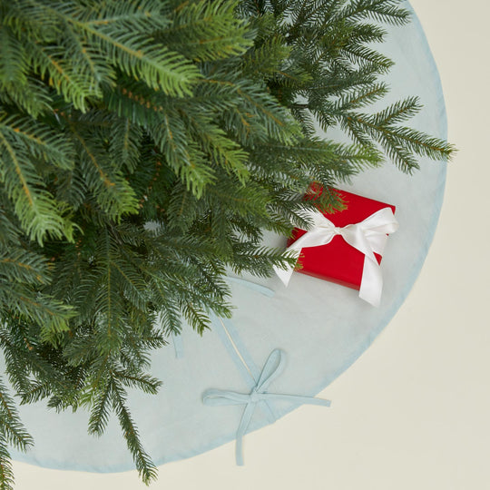 Simple Linen Tree Skirt - Sky