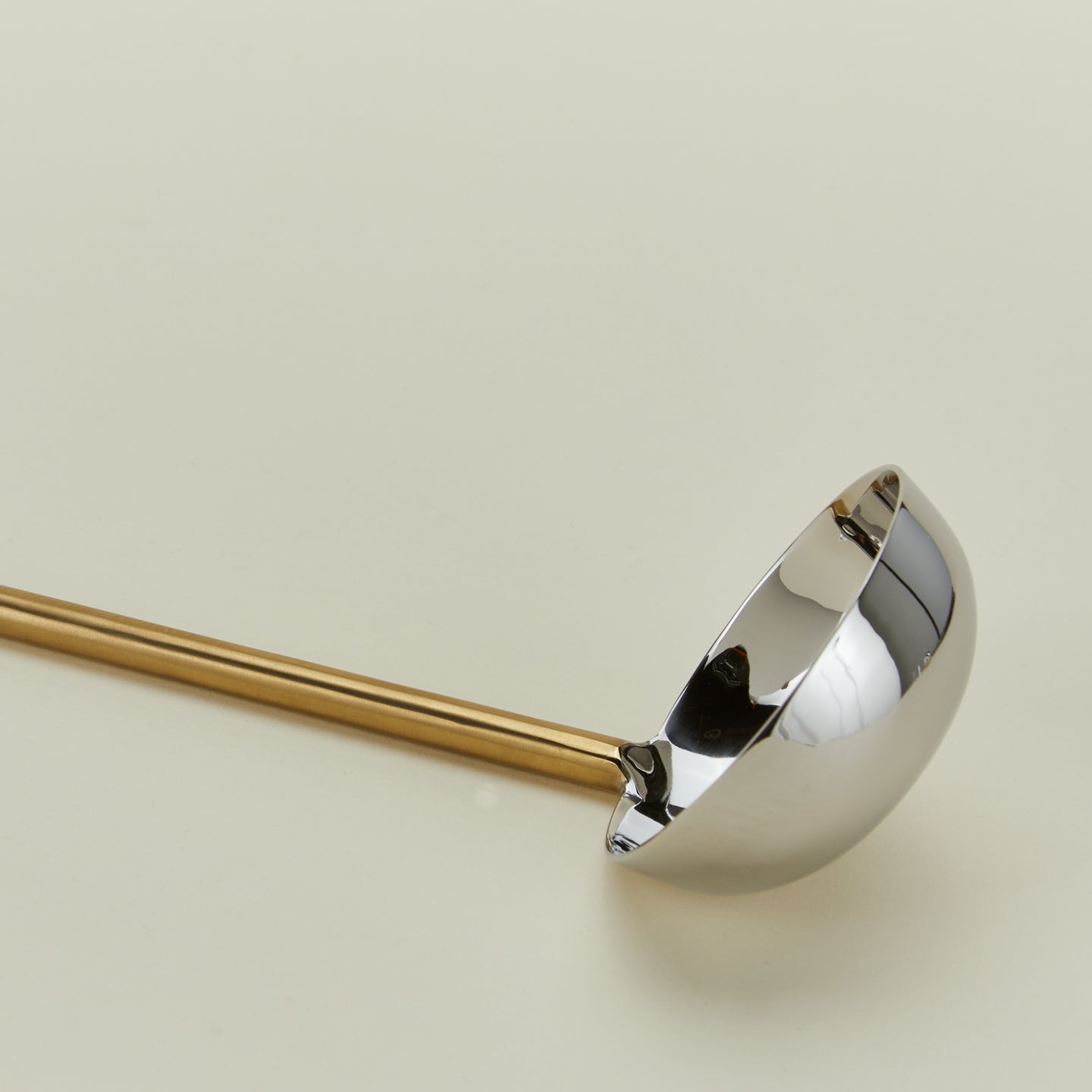 Close up view of Simple metal ladle in brass