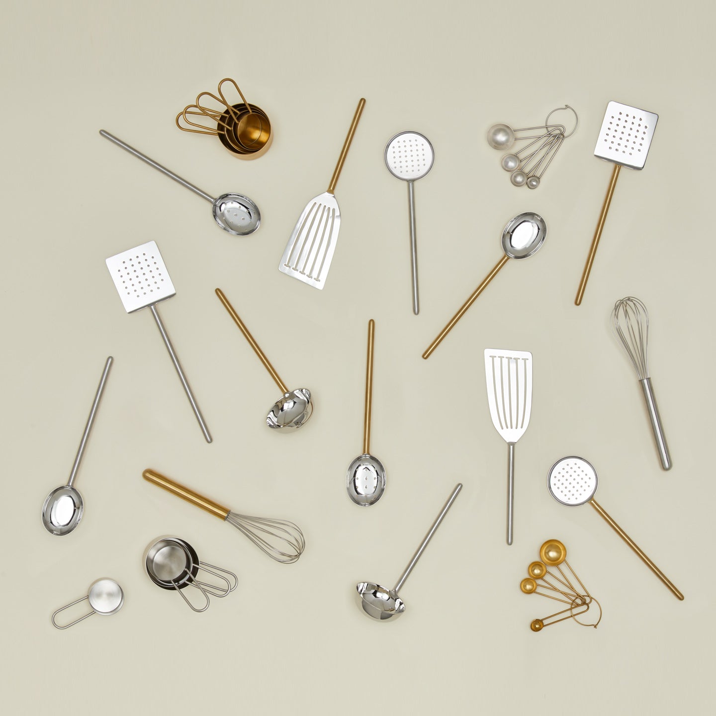 Simple metal kitchen utensil family