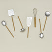 Simple metal kitchen utensil set in brass