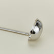 Close up view of Simple metal ladle in silver