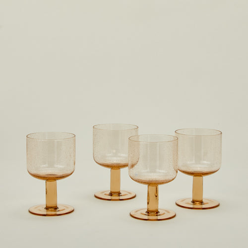 Simple seeded glassware in Peach.