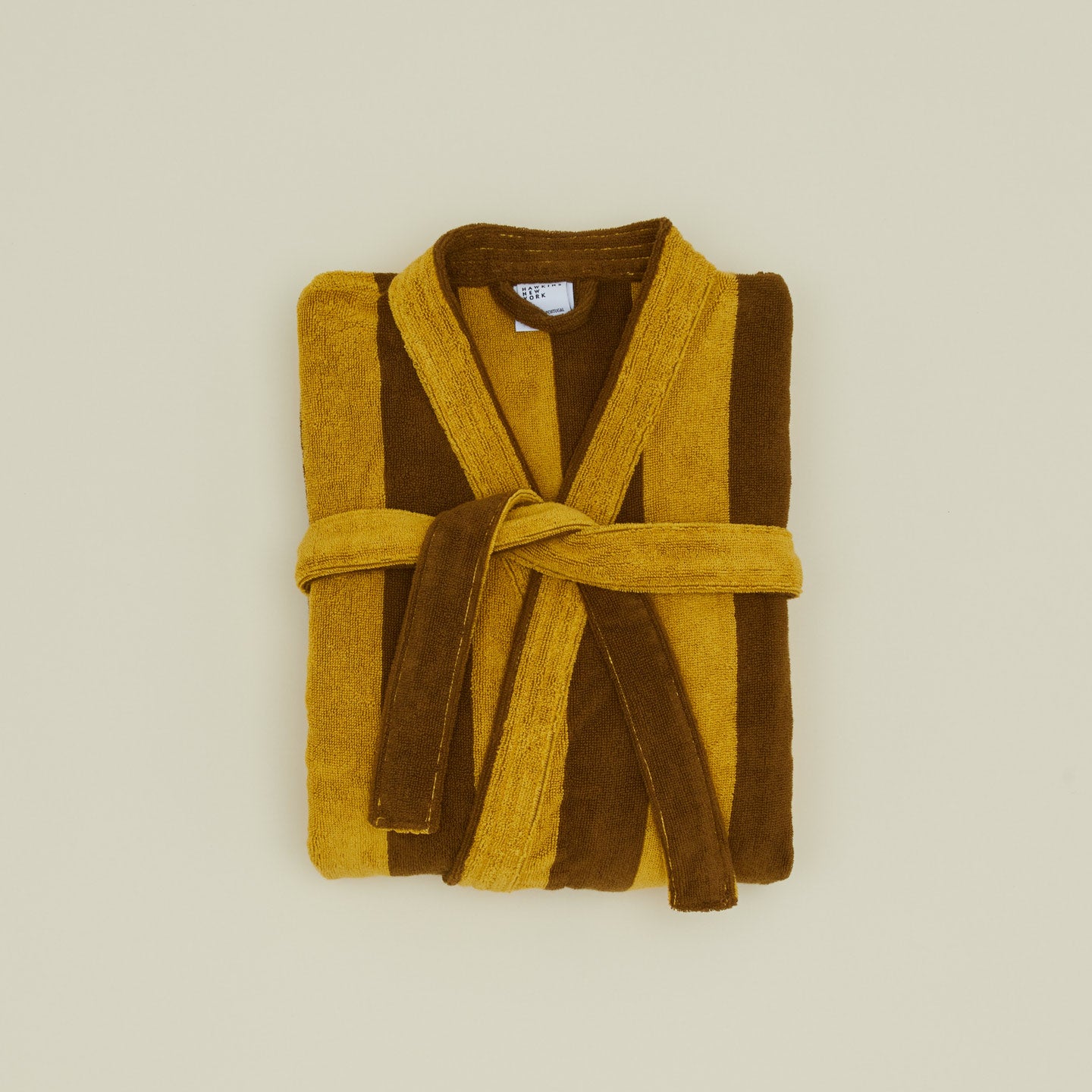 Simple Striped Terry Bathrobe - Mustard/Bronze Large Simple Striped Terry Bathrobe - Mustard/Bronze Large