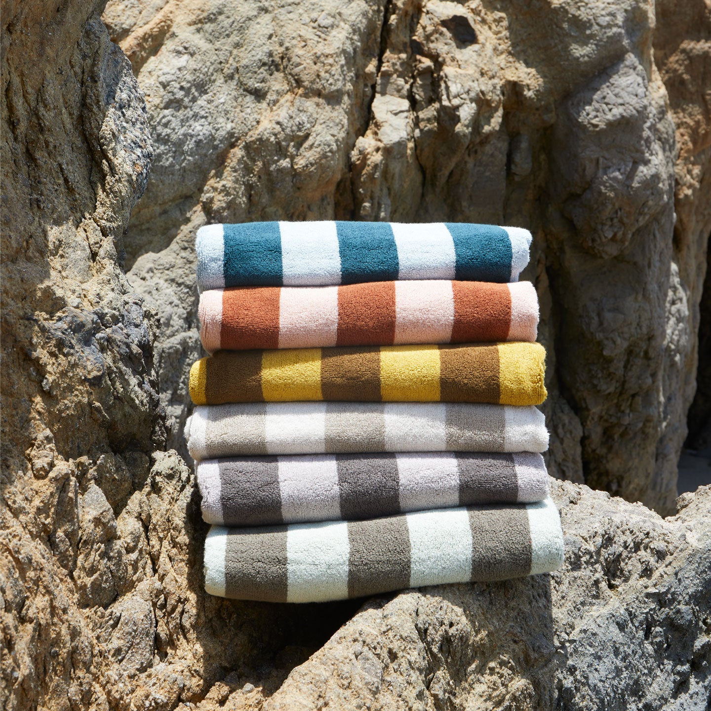Simple Striped Terry Towel - Ivory/Flax – Hawkins New York