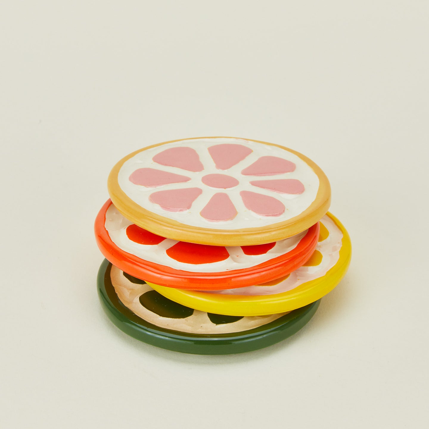 Detailed view of Citrus Ceramic Coasters, Set of 4
